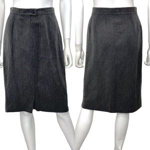 Akris Club Dark Heather Gray Linen Blend Pencil Skirt Women's Size 12